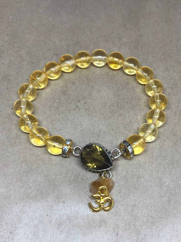 Citrine Bracelet set in 925 Silver with Citrine Crystal Beaded Bracelet