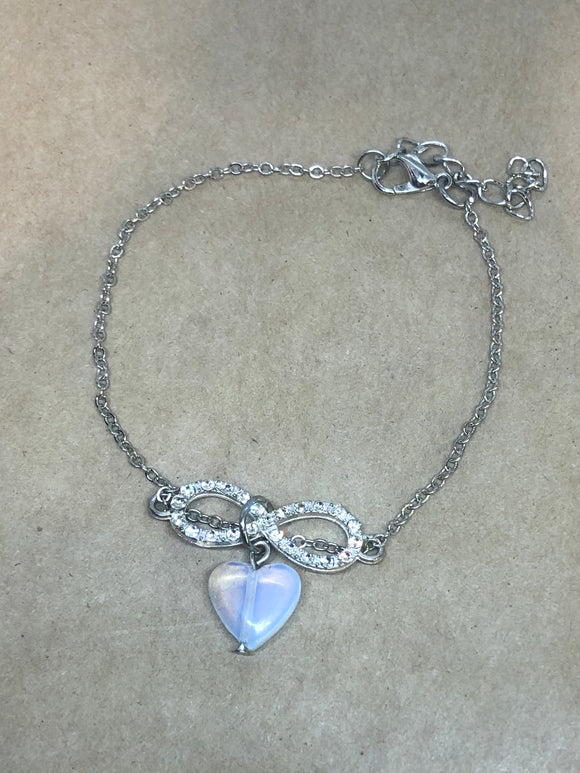 Opalite Crystal Heart on Chain Bracelet