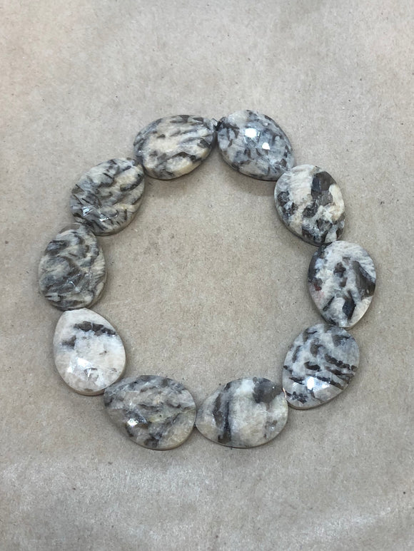 Faceted Feldspar & Tourmaline Crystal Drops Beaded Bracelet